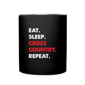 Manger dormir drôle Citation Cross Country - Mug uni - noir - Devant