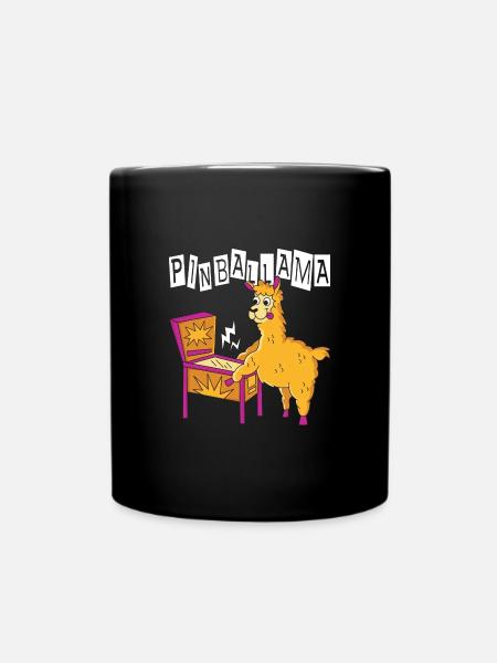 Pinballama with funny fun pinball design retro - Full Colour Mug - black