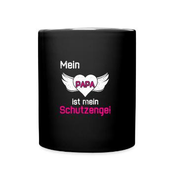 Mein Papa Ist Mein Schutzengel - Tasse einfarbig - Schwarz - Vorne