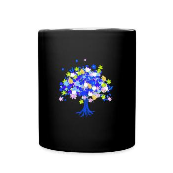 Baum des Lebens ,Lebensbaum,blumen,baum mit blumen - Tasse einfarbig - Schwarz - Vorne