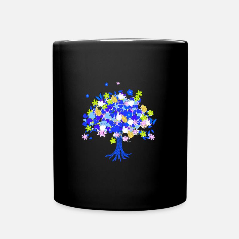 Arbre de Vie,Arbre de Vie,Fleurs,Arbre à fleurs - Mug uni - noir