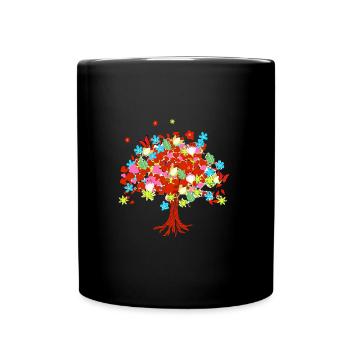 Baum des Lebens ,Lebensbaum,blumen,baum mit blumen - Tasse einfarbig - Schwarz - Vorne