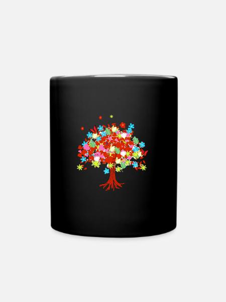 Tree of Life,Tree of Life,Flowers,Tree with flowers - Full Colour Mug - black