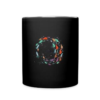 Schools of fish,fish,painting,blue,graffiti,colorful - Full Colour Mug - black - Front