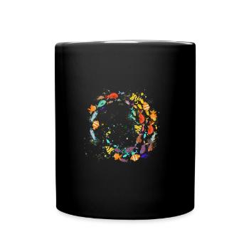 fischschwarm,fische,malerei,blau,tropische fische - Tasse einfarbig - Schwarz - Vorne