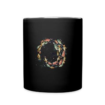 Bancs de poissons, poissons, peinture, bleu, carpe - Mug uni - noir - Devant