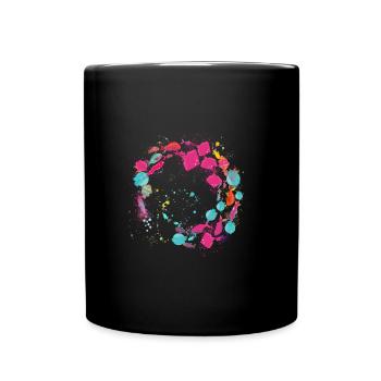 Schools of fish,fish,painting,blue,graffiti,rays - Full Colour Mug - black - Front