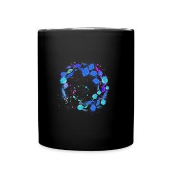 Schools of fish,fish,painting,blue,graffiti,rays - Full Colour Mug - black - Front