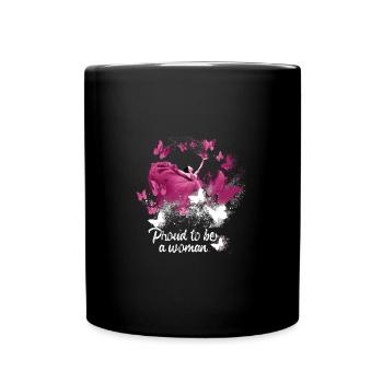 proud to be a women, woman, butterflies - Tasse einfarbig - Schwarz - Vorne