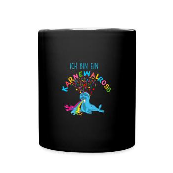 karnewalross,konfetti,karneval,walross - Tasse einfarbig - Schwarz - Vorne