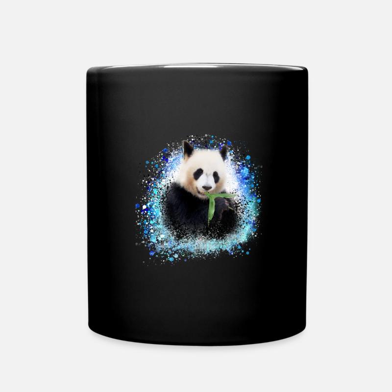 panda,pandabär,bunt,graffiti,malerei,blau - Tasse einfarbig - Schwarz