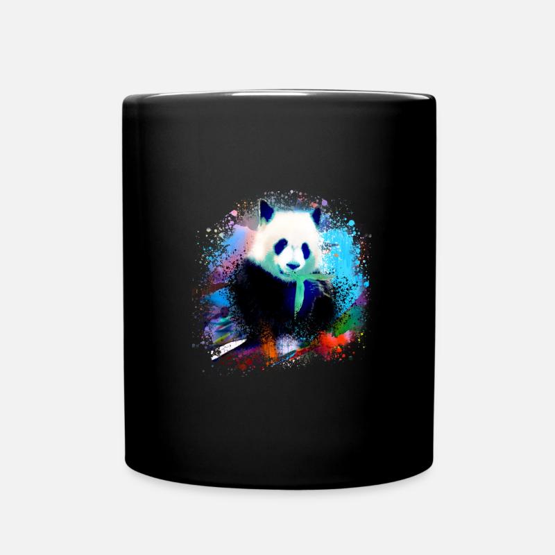 panda,pandabär,bunt,graffiti,malerei,blau - Tasse einfarbig - Schwarz