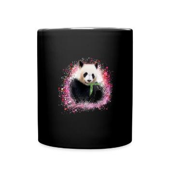 panda,pandabär,bunt,graffiti,malerei,pink - Tasse einfarbig - Schwarz - Vorne