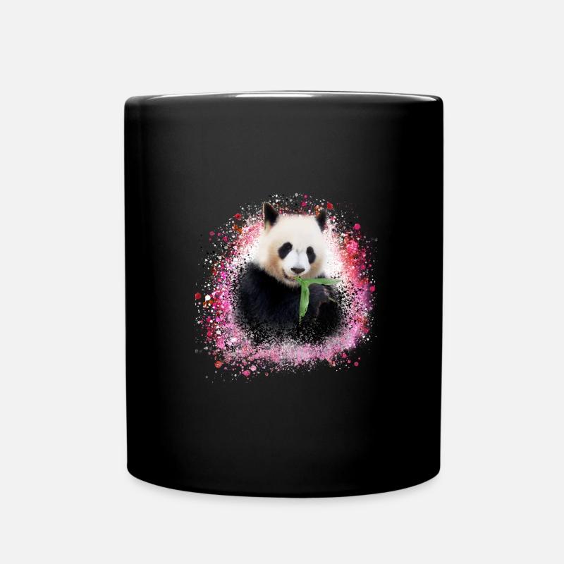 panda,pandabär,bunt,graffiti,malerei,pink - Tasse einfarbig - Schwarz