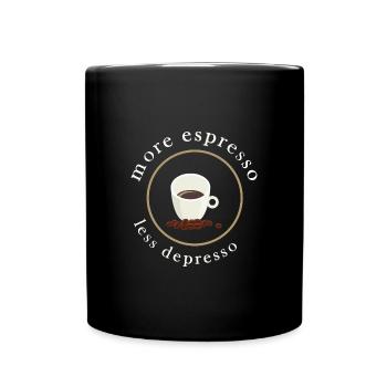 Espresso Kaffee Muntermacher Kaffeetasse - Tasse einfarbig - Schwarz - Vorne