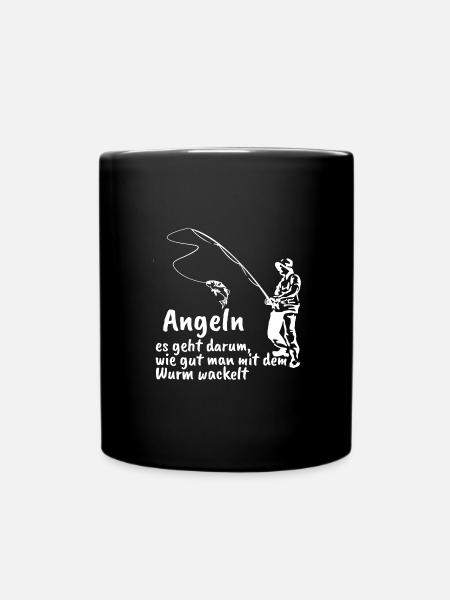 Angeln, Wurm - Tasse einfarbig - Schwarz
