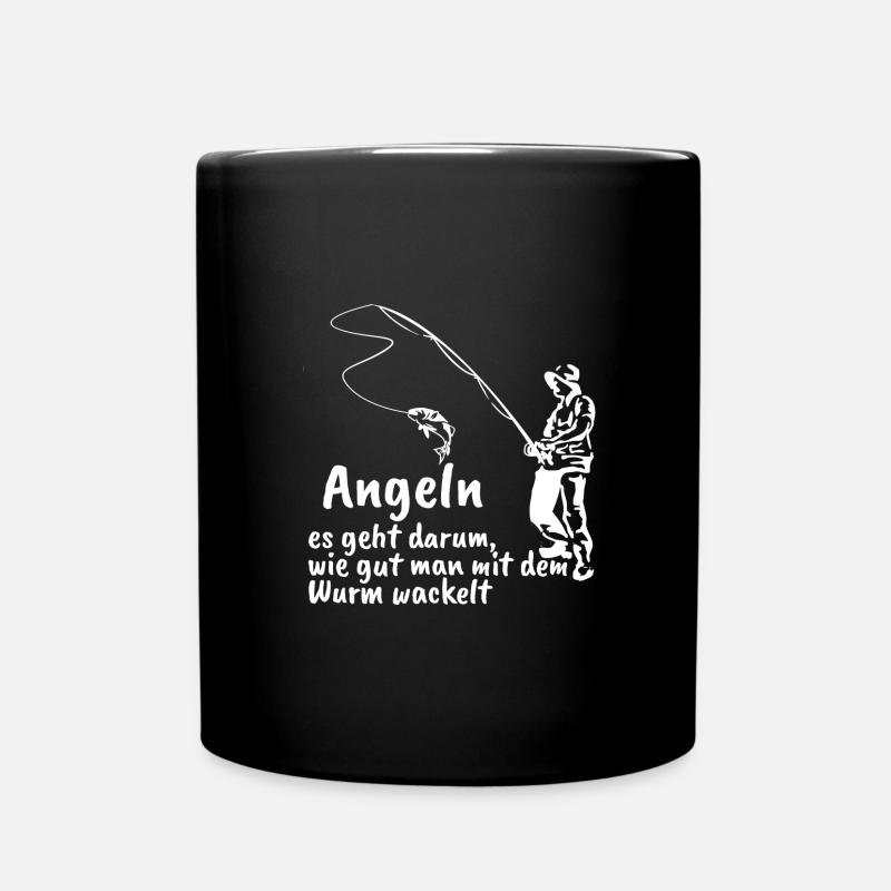 Angeln, Wurm - Tasse einfarbig - Schwarz