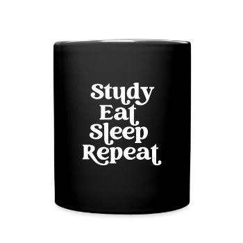 Study Eat Sleep Repeat - Full Colour Mug - black - Front