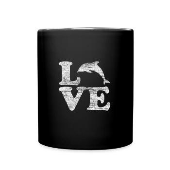 Love Delfin Dolphin Vintage - Tasse einfarbig - Schwarz - Vorne