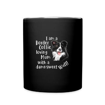 Border collie aime maman avec un bonbon! - Mug uni - noir - Devant