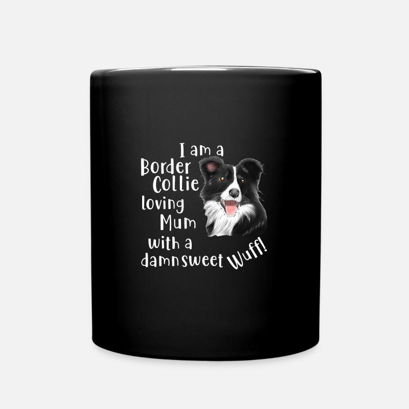 Border collie loving Mum with sweet wuff! - Full Colour Mug - black