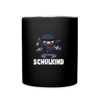 Einschulung Erstklässler Schulkind Ninja - Tasse einfarbig - Schwarz - Vorne