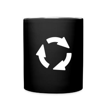 Pfeile im Kreis als Symbol für einen Kreislauf - Tasse einfarbig - Schwarz - Vorne