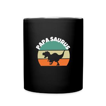 Papasaurus Dino Papa Vatertag Geschenk Dinosaurier - Tasse einfarbig - Schwarz - Vorne