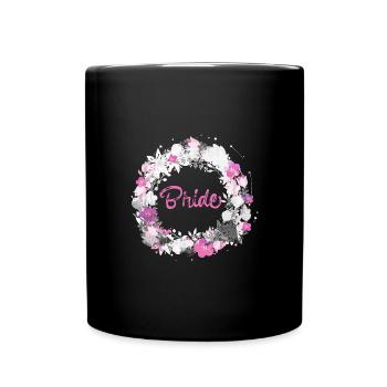 flower wreath,bride, wreath,graffti,colorful,flowers - Full Colour Mug - black - Front