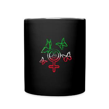 woman life freedom, schmetterlinge,iran,flagge - Tasse einfarbig - Schwarz - Vorne