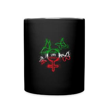 Woman Life Freedom, Butterflies,Iran,Graffiti - Full Colour Mug - black - Front