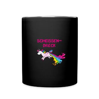 kotzendes einhorn,einhorn,scheissendreck,scheisse - Tasse einfarbig - Schwarz - Vorne