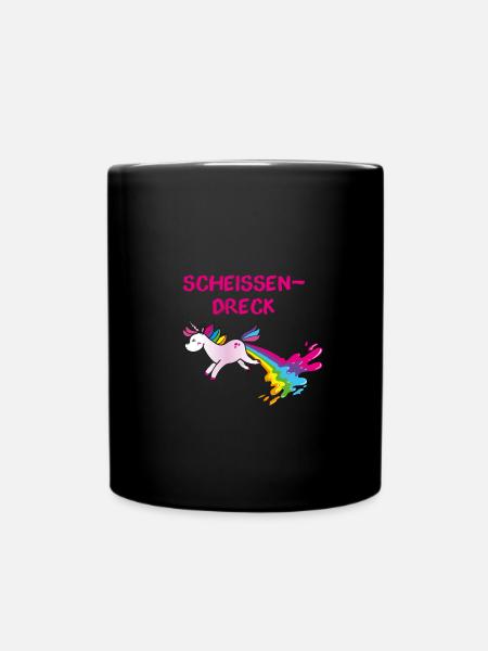 kotzendes einhorn,einhorn,scheissendreck,scheisse - Tasse einfarbig - Schwarz