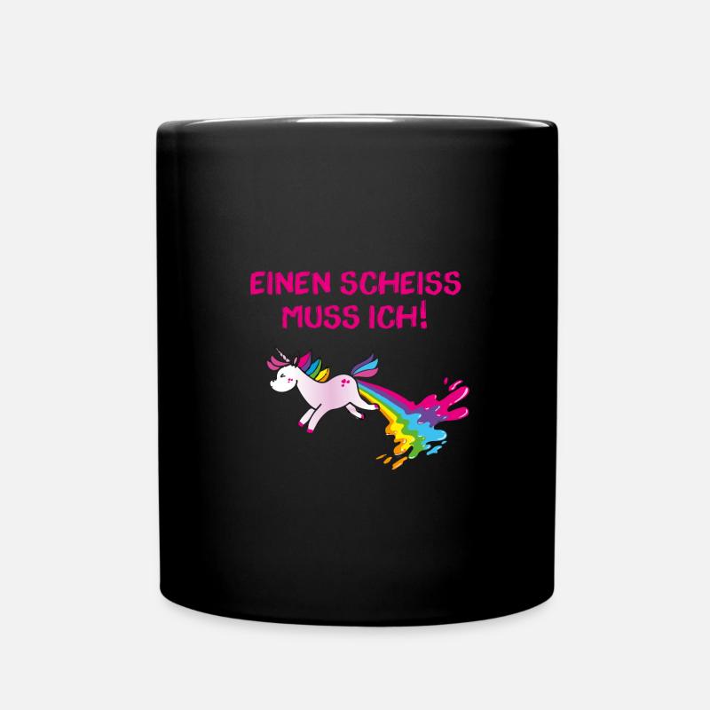 kotzendes einhorn,einhorn,einen scheiss muss ich - Tasse einfarbig - Schwarz