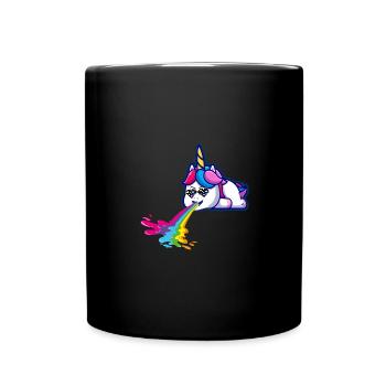 Puking Unicorn,Unicorn,Cool,Rainbow,Retro - Full Colour Mug - black - Front