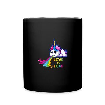 love is love,LGBT,Rainbow,Heart, unicorn - Full Colour Mug - black - Front