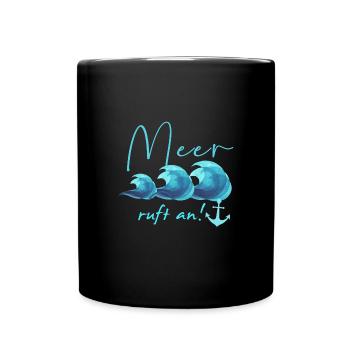sea calls, sea, anchor, waves, sea, holiday - Full Colour Mug - black - Front
