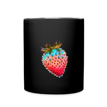 Strawberry,Red Strawberry,Water Drops,Glass - Full Colour Mug - black - Front