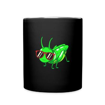 Grashüpfer Heuschrecke - Tasse einfarbig - Schwarz - Vorne