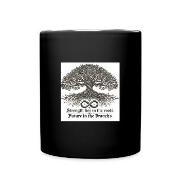 Tree and roots – a symbol of family and tradition - Full Colour Mug - black - Front