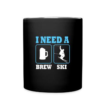 Ski Skiurlaub - Tasse einfarbig - Schwarz - Vorne