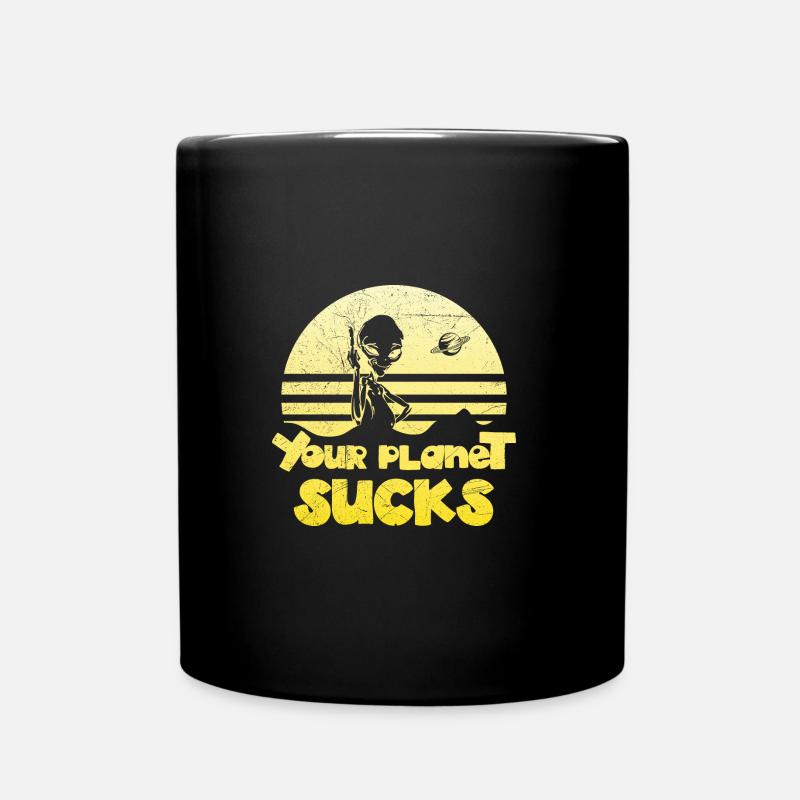 Lustiges Alien T-Shirt - Tasse einfarbig - Schwarz