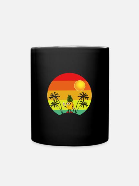 Ananas Retro Palmen Tropischer Sommer - Tasse einfarbig - Schwarz