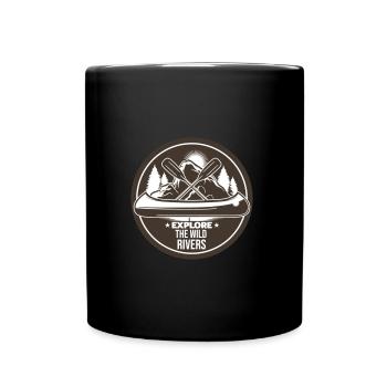 KAYAK PADDLE RUDDER CANOE RAFTING RIVER SAYING MOTIF - Full Colour Mug - black - Front