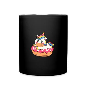 UNICORN UNICORN PONY RAINBOW DONUT CUTE MOTIF - Full Colour Mug - black - Front