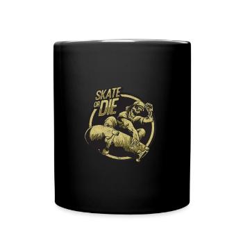 SKATE OR THE BOARDER SK8 LONGBOARDER SKATING MOTIF - Full Colour Mug - black - Front