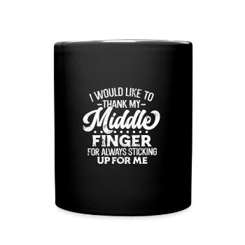 FINGER FICK DICH STINKEFINGER SPRÜCHE ARSCH MOTIVE - Tasse einfarbig - Schwarz - Vorne