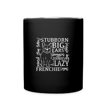 FRENCH BULLDOGGEN LIEBE HUNDEN BULLDOGGE SÜß MOTIV - Tasse einfarbig - Schwarz - Vorne