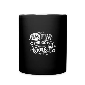 ICH HABE WEIN PARTIE ROTWEIN VINO SPRÜCHE MOTIVE - Tasse einfarbig - Schwarz - Vorne