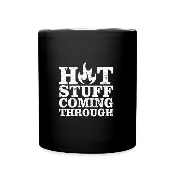 HEIßES ZEUG BBQ GRILL GRILLEN SPRÜCHE PARTIE MOTIV - Tasse einfarbig - Schwarz - Vorne